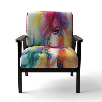 Maekayla - Fashion Model With Vivid Make Up II - Upholstered Glam Accent Arm Chair