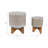 Stoneware Ceramic Planter with Carved Geometric Detail on Wood Stand Decorative Indoor Accent Pot Set of 3-482661216-482661223