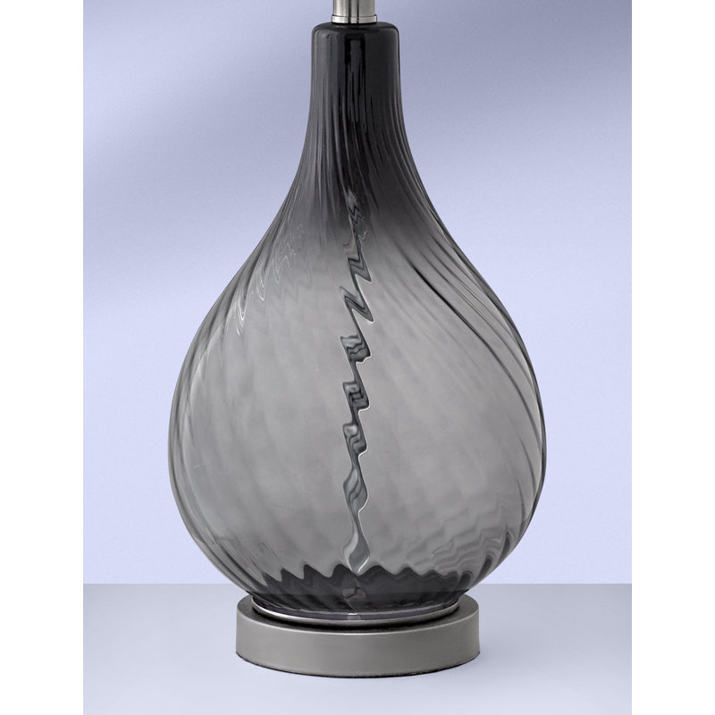 Lampe de table en verre tourbillon fumée 27 po Olbia