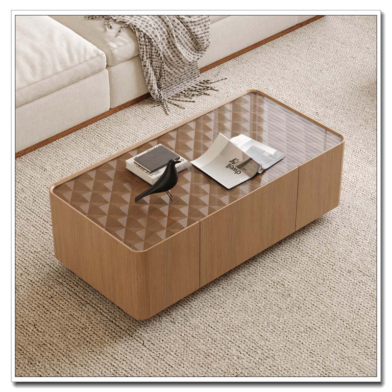 Modern Glass Top Coffee Table, 46.8"-Rectangular