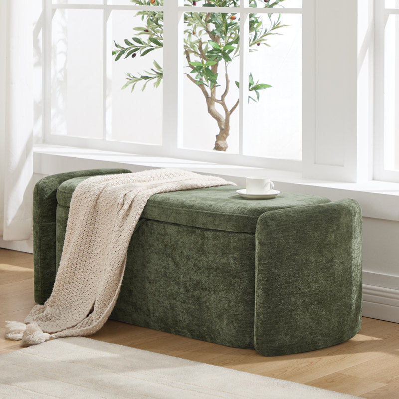 Banc de rangement avec repose-pieds et espace de rangement pour petits espaces, Vert