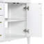 Meuble-lavabo de salle de bain avec lavabo, meuble-lavabo simple avec 4 tiroirs (1 tiroir rabattable), 2 portes et tablette ajustable, armoire en bois de pin et panneau de fibres à densité moyenne avec lavabo en céramique