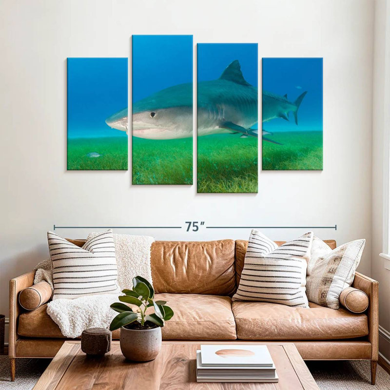 Brampt Tiger Shark On Sea Grass, 42" H x 68" W