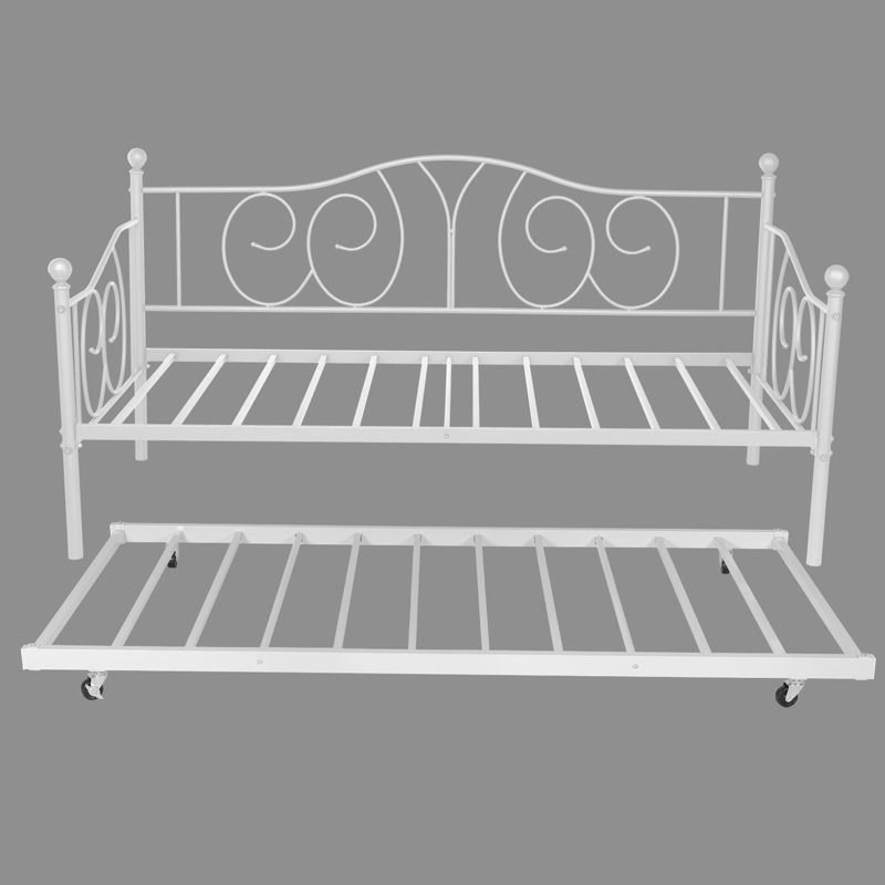 Korecky Steel Daybed with Trundle Bed, White