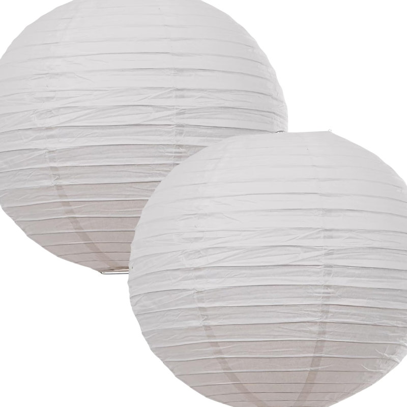 Paper Sphere Pendant Shade Set of 2, 35cm H x 35cm W x 14cm D, White