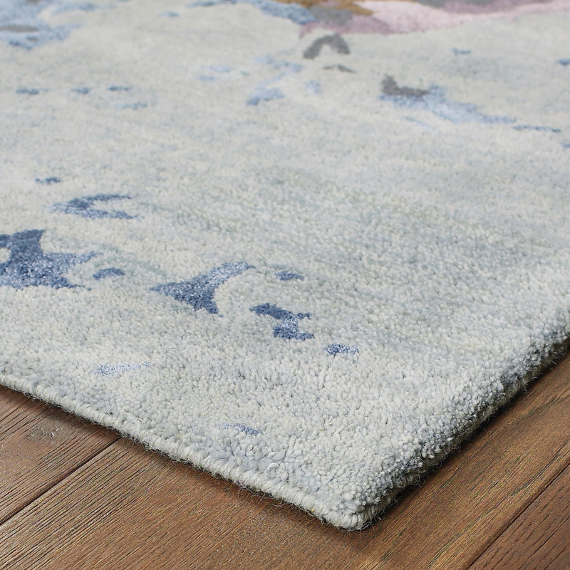 Wora Abstract Handmade Tufted Blue/Purple Area Rug, Rectangle 10' x 12'11"