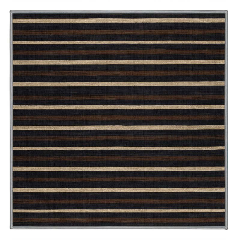 Machine Washable Horizontal Stripes Gray Area Rug, Square 4'