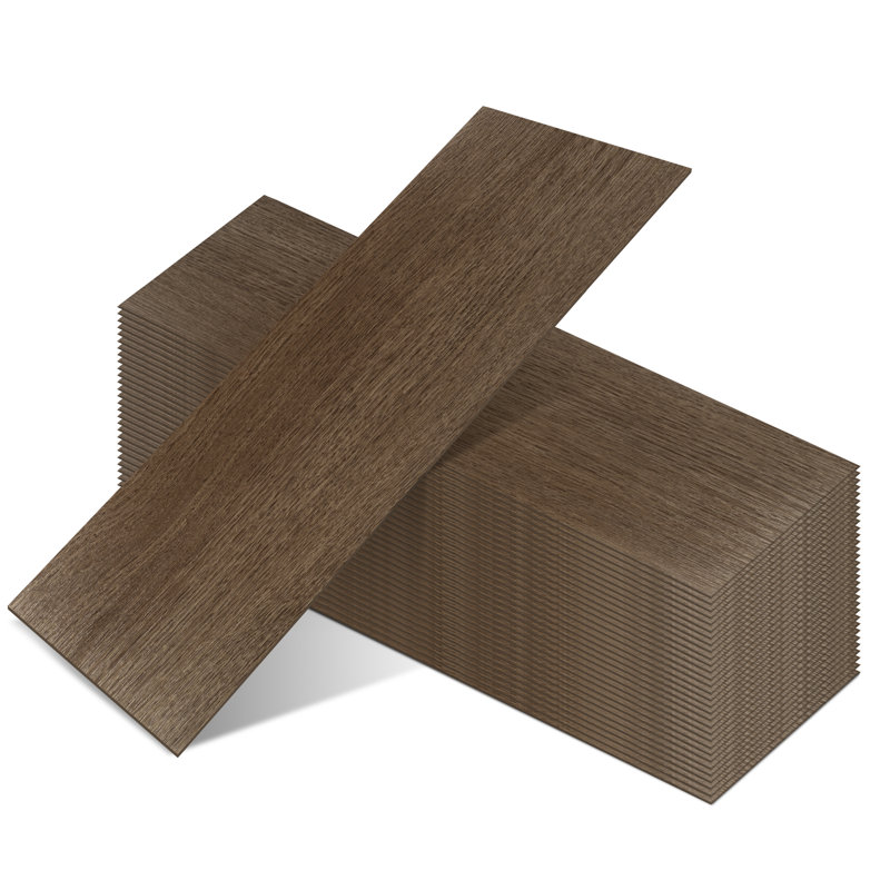 6" x 18" Luxury Vinyl Tile,Self-adhesive Vinyl Flooring, Walnut Brown