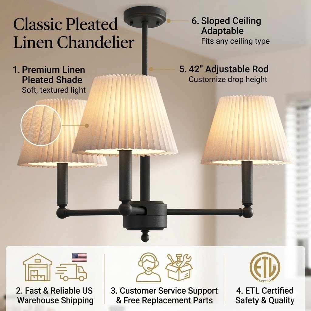 Costa 3-Light Chandelier, Matte Black