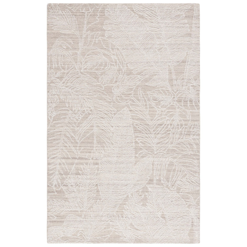 Ballari Hand Tufted Wool/Cotton Floral Rug in Ivory/Beige, Rectangle 8' x 10'