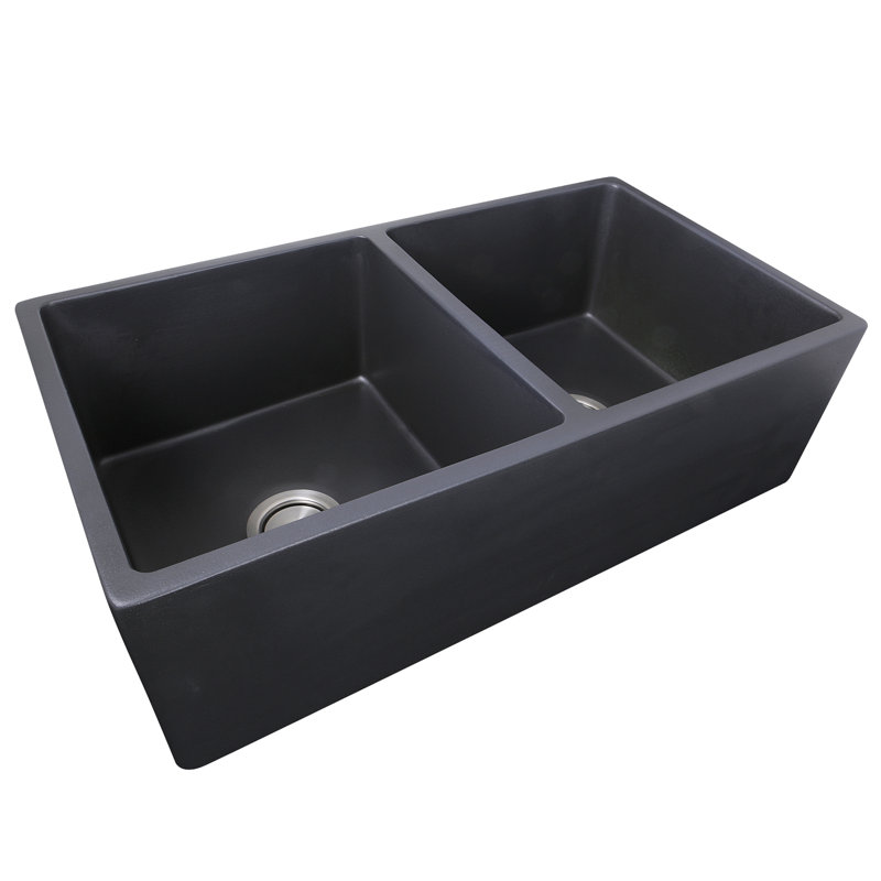 Vineyard 33'' L Farmhouse Double Basin Kitchen Sink, Matte Black
