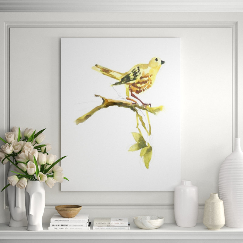 Yellow Warbler Painting by Fern Cassidy, Knife Gel, 46" H x 36" W x 1.5" D