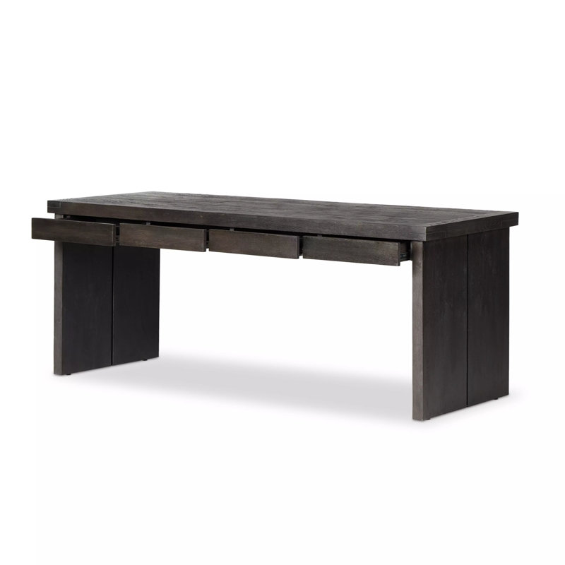 WARBY Solid Wood Writing Desk, Worn Black