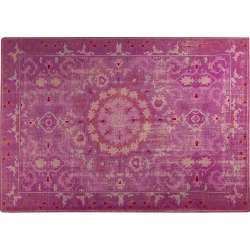 Tapis rose noué à la main Valmonte, 5 pi 2 po x 7 pi 2 po