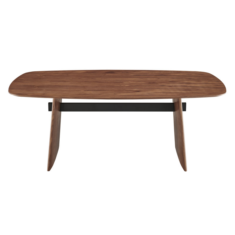 Chorlette Table Top And Base In Walnut With Matte Black Cross Bar
