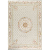 Hand-Knotted High-Quality Green and Ivory Area Rug