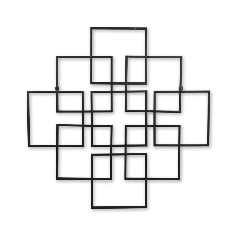 Richese Black Repeating Square Metal Wall Decor, 24'' H x 24'' W x 0.5'' D, Black