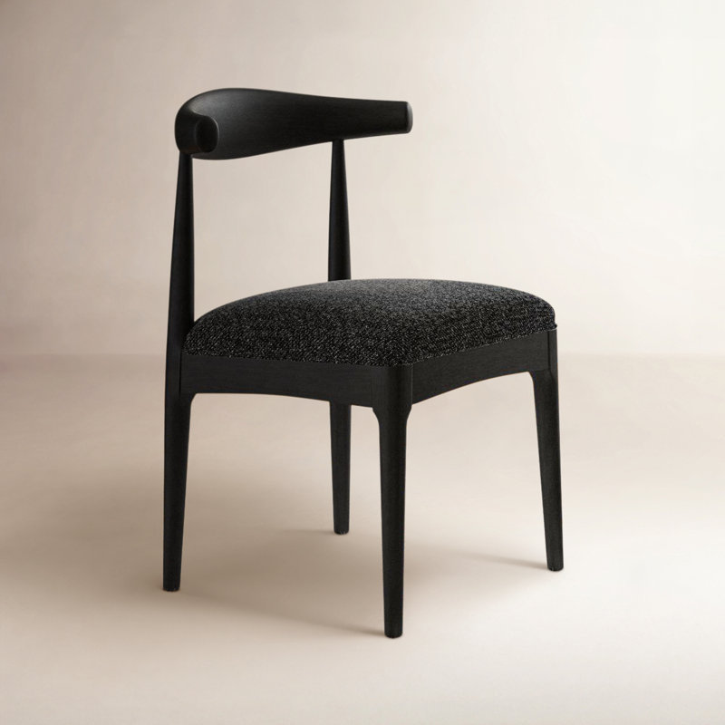 Chaise d'appoint rembourrée Ione Asheboro, Tweed texturé noir, Noir