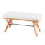 Banc Mid-Century moderne en bois naturel et tissu crème