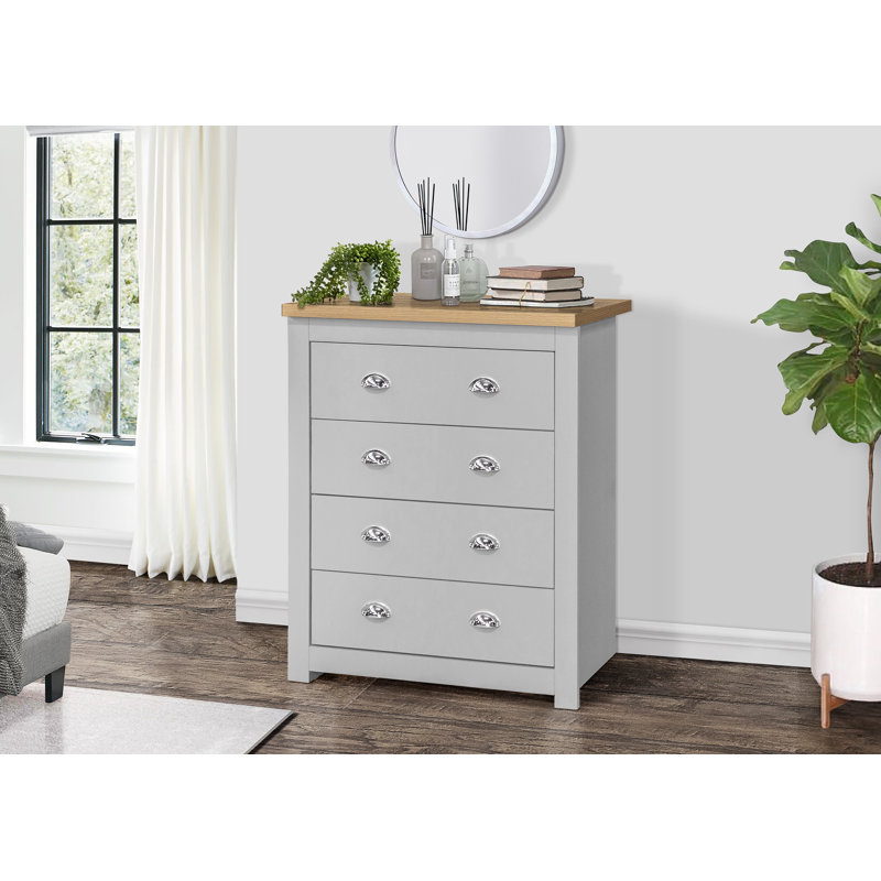 Napanoch 4 Drawer Chest, Grey/Oak