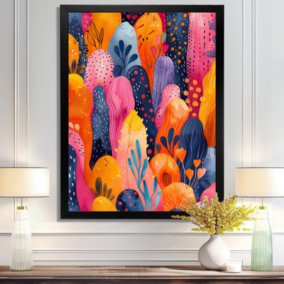 Boho rose et bleu à pois et à rayures II - reproduction d'art abstraite dans le salon