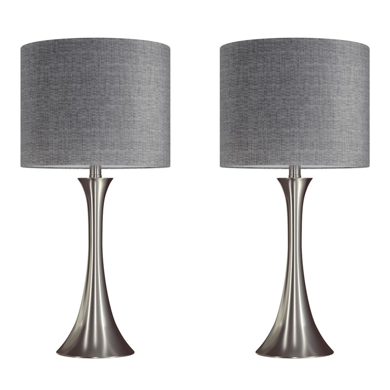 Lampe de table contemporaine en métal, Argent argent, Grey