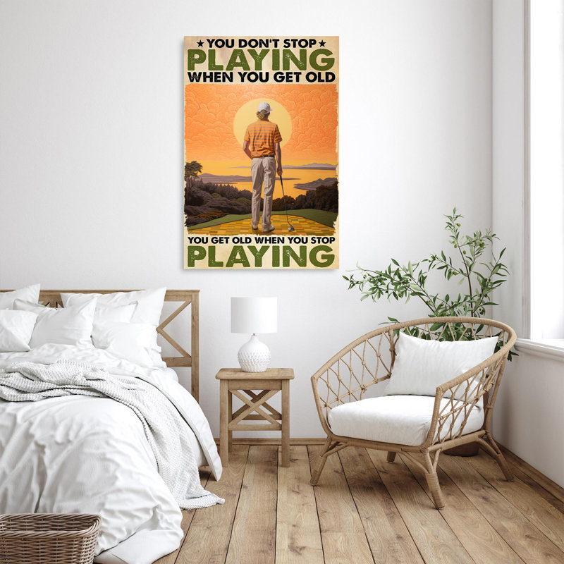 Landre, "You Get Old When You Stop Play Golf", impression sur toile, H 36 po x l 24 po x P 1,25 po