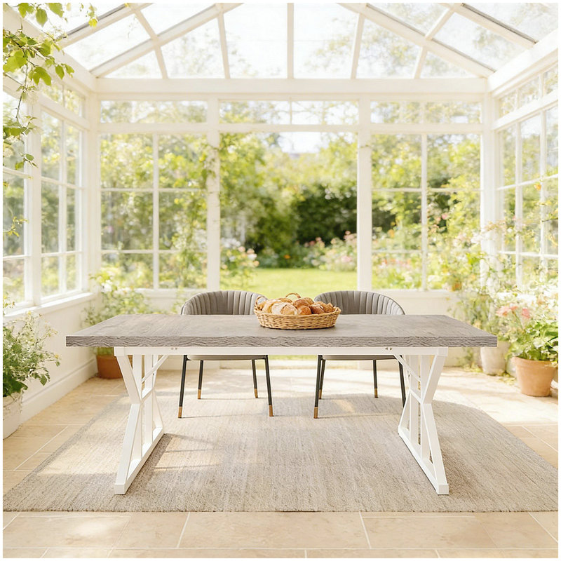 Kitchen Table,Rustic Dining Table,Modern Conference table, Gray, White