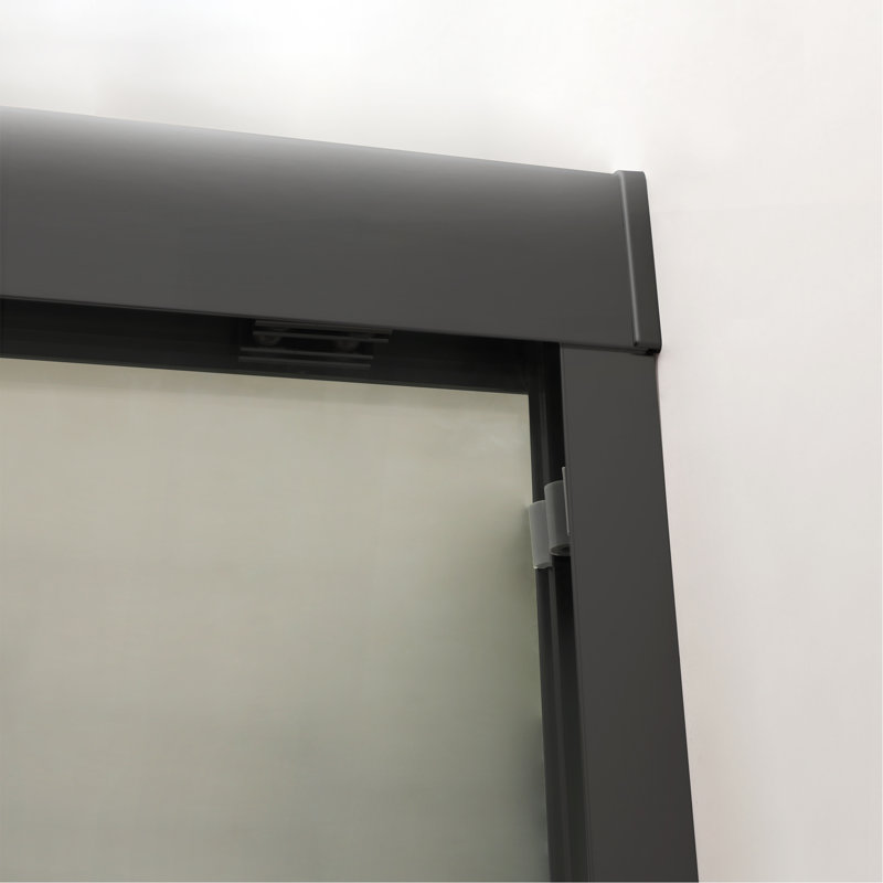 Shower Door 48" W X 76"H Semi-Frameless Bypass Sliding Shower Enclosure, Matte Black