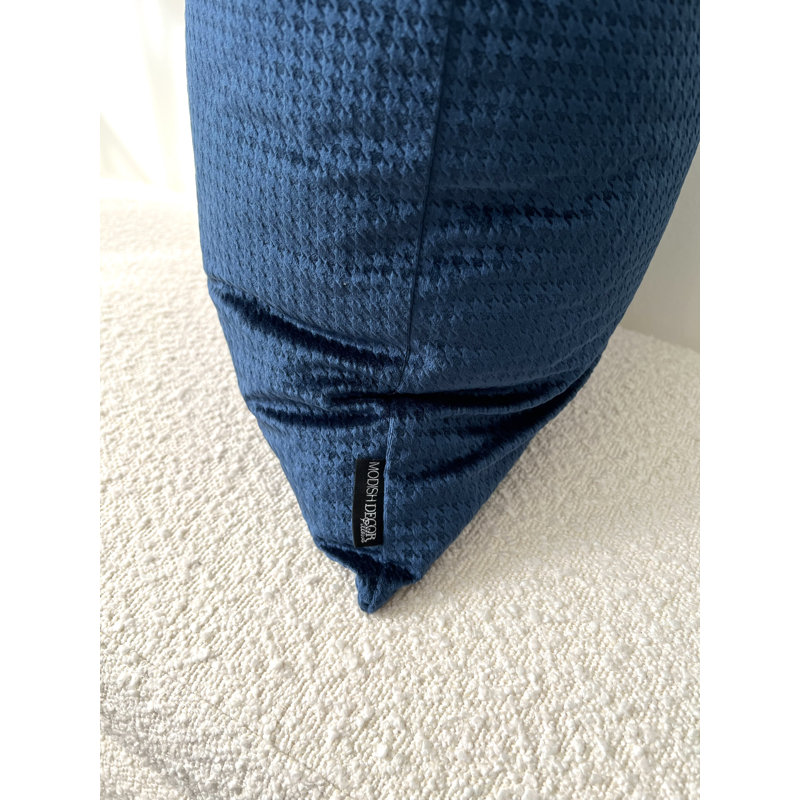 Navy Houndstooth Velvet