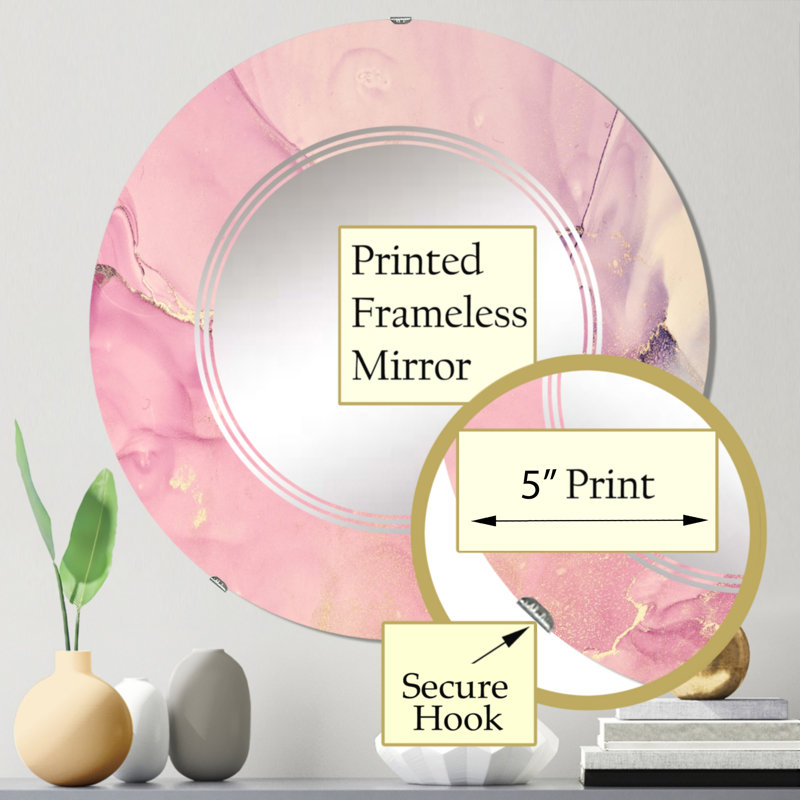 Miroir mural rose Modern Waves II, 24 po x 24 po