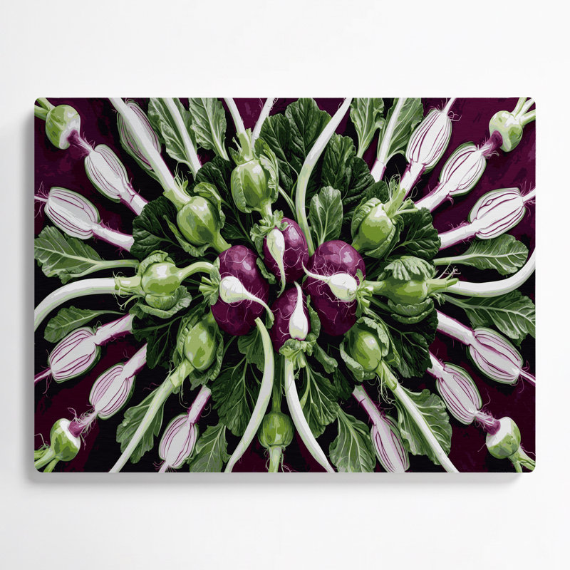 Vegetables Kohlrabi Black Metal Wall Art, 11" H x 14" W