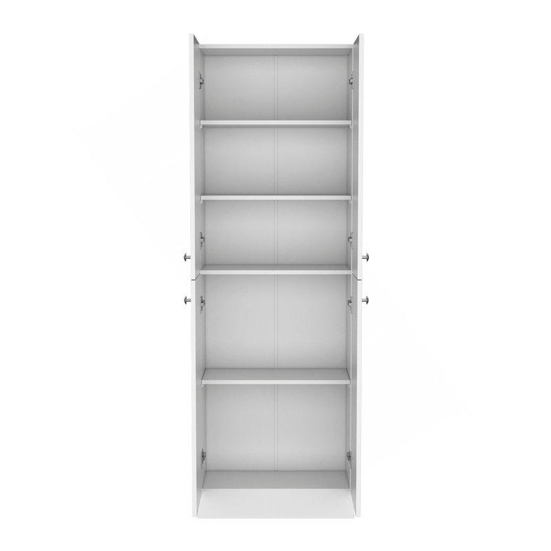 Kitchen Pantry 71" H, 4 Doors, 5 Adjustable Shelves, Laundry, White, White