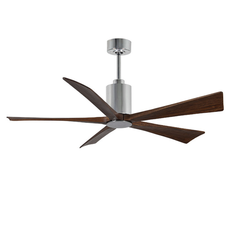 Patricia LED Downrod Ceiling Fan, Polished Chrome, Walnut Tone