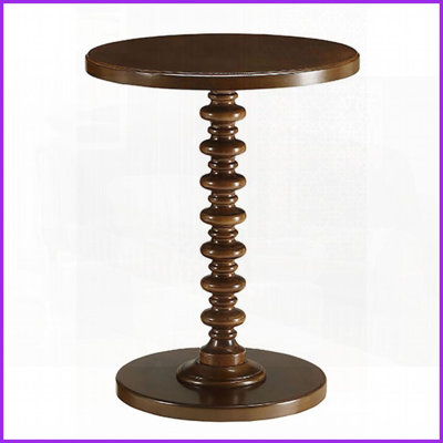 Walnut Round Coffee Table with Turned Wood Pedestal – Space-Saving for Small Areas &amp; Convenient Surface