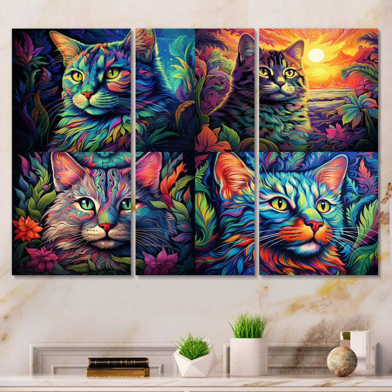 Magical Cat Grace IV sur toile, 3 pièces, H 28 po x l 36 po x P 1 po