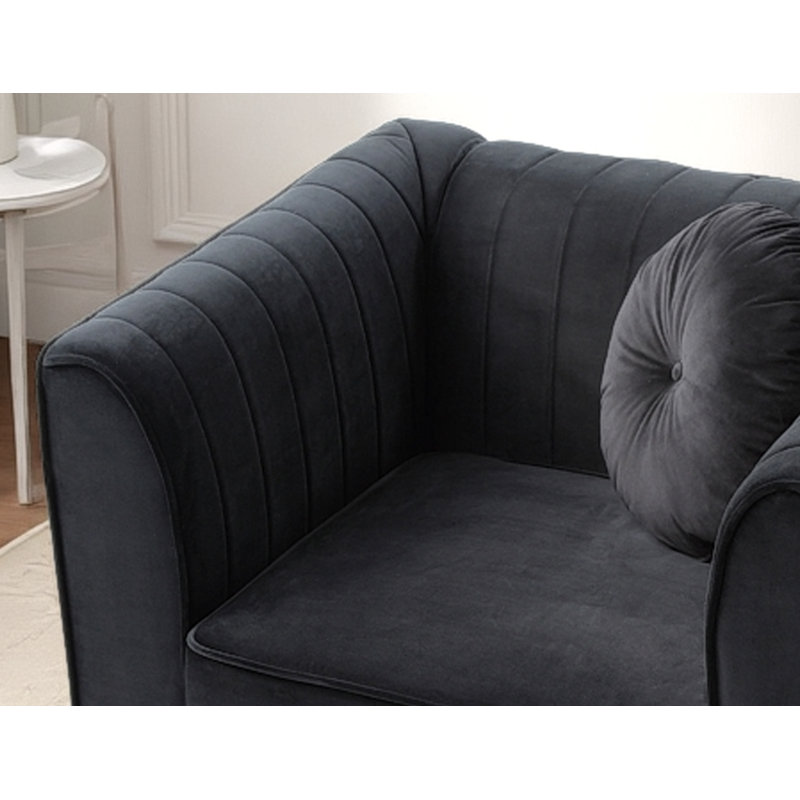 Chaise en velours de suède Tetouan, Noir, 2