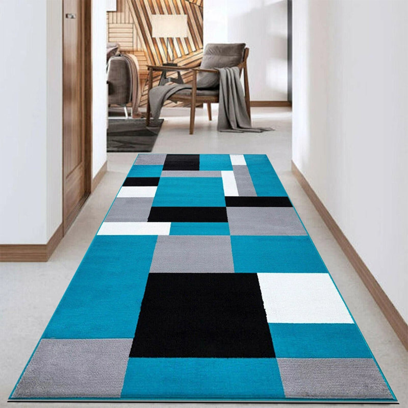KILAS Teal Black Area Rug & Runner – Non-Slip Polypropylene Carpet for Hallway, Bedroom & Kitchen, Rectangle 160 x 230cm