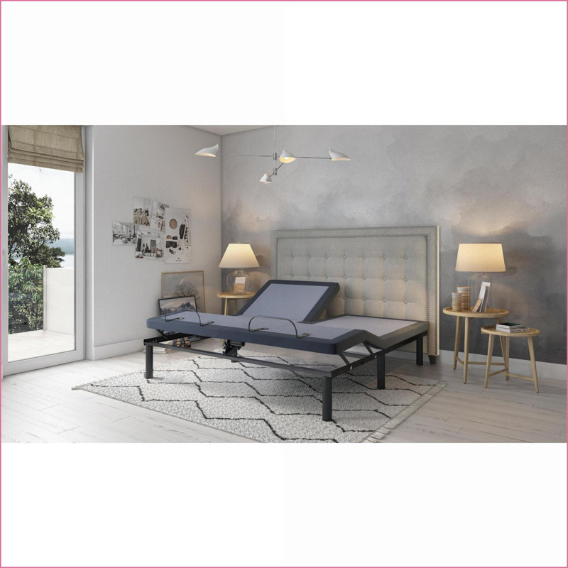 Base de lit réglable grand format avec plateau divisé avec réglage de la tête / du pied, massage et amp; Ports USB