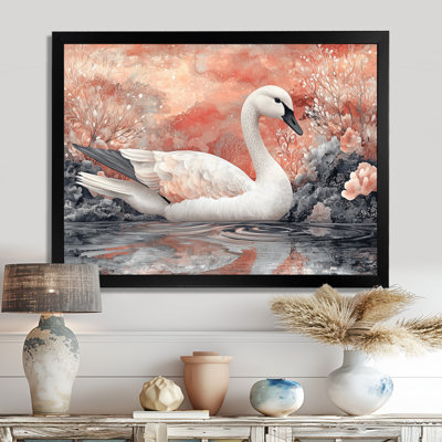 Rose cygne, reflets de l'élégance - cygnes, art mural