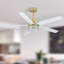 Ventilateur de plafond à DEL 52 po à pales réversibles d'intérieur en cristal doré avec télécommande et tige verticale incluse, pales deux tons-787728126