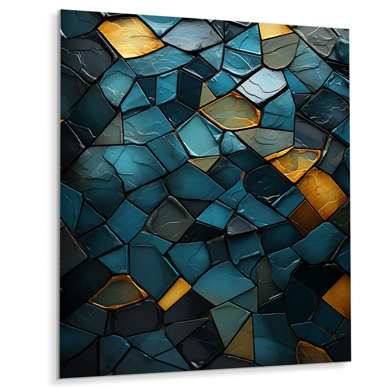 Décoration murale bleue et dorée Elegance II - marbre, H 20 po x l 12 po x P 1 po