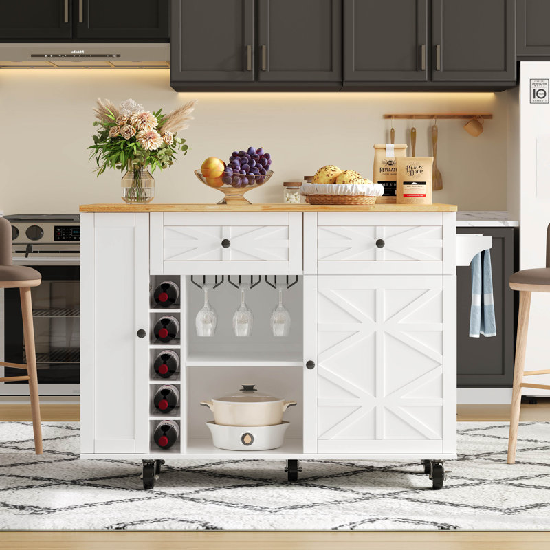 Wood Kitchen Cart, White