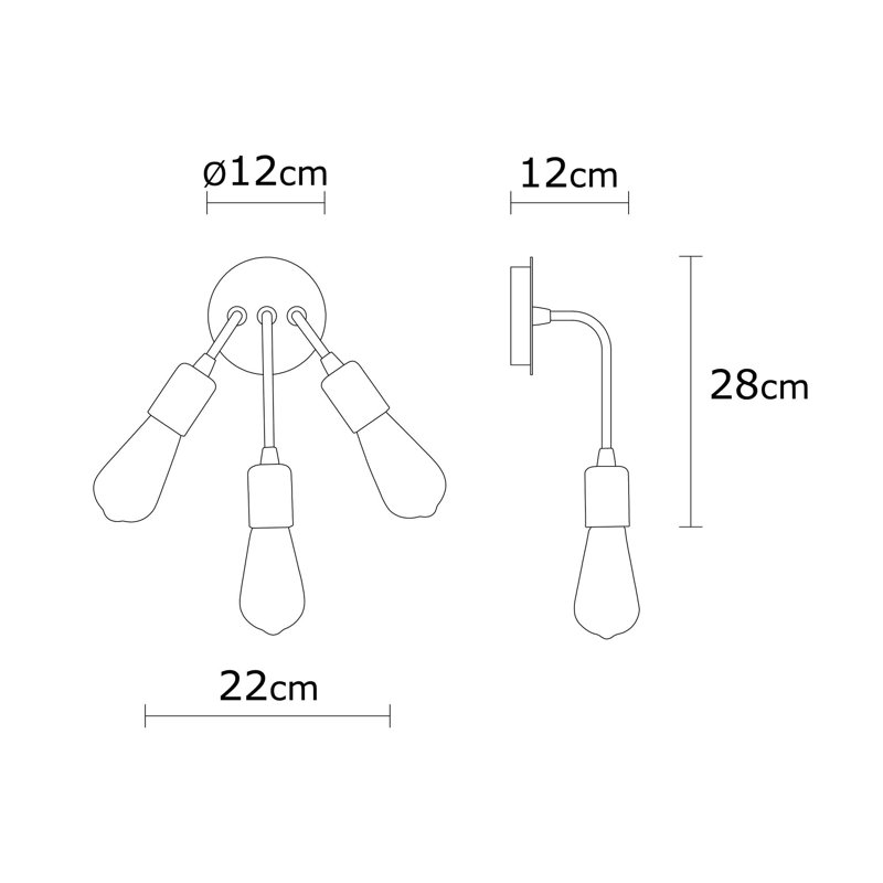 Modern Chrome Wall Lamp, 8.7 in Diameter x 11.0 in Height | Durable Iron Body, 3 x E27 Socket (Max 40W) | Elegant Silver Finish, Stylish Lighting for Home & Office, IP20 Rated, Ideal for Contemporary Decor