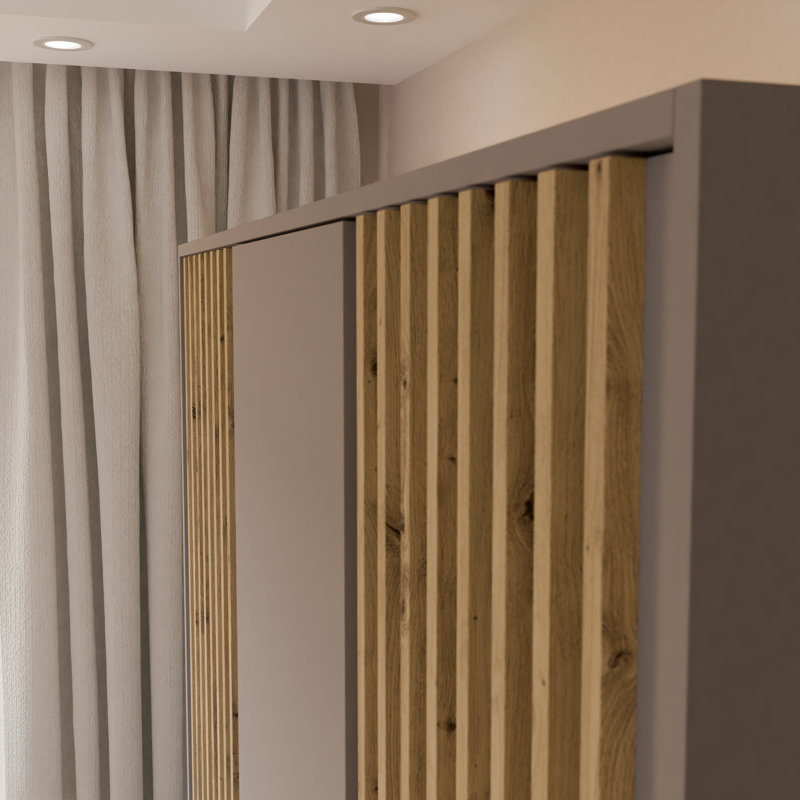 Pacursa 3 Door Manufactured Wood Wardrobe, Grey/Beige
