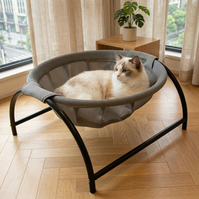 Lit hamac autoportant pour chat / chien, stable et respirant, facile à assembler pour l'intérieur et l'extérieur, 16,9 po x 16,9 po x 9,5 po
