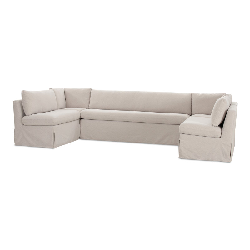 Gusella Slipcover Dining Banquette Beige 121In, 31.75" H x 129" W x 67.5" D, U-Shape