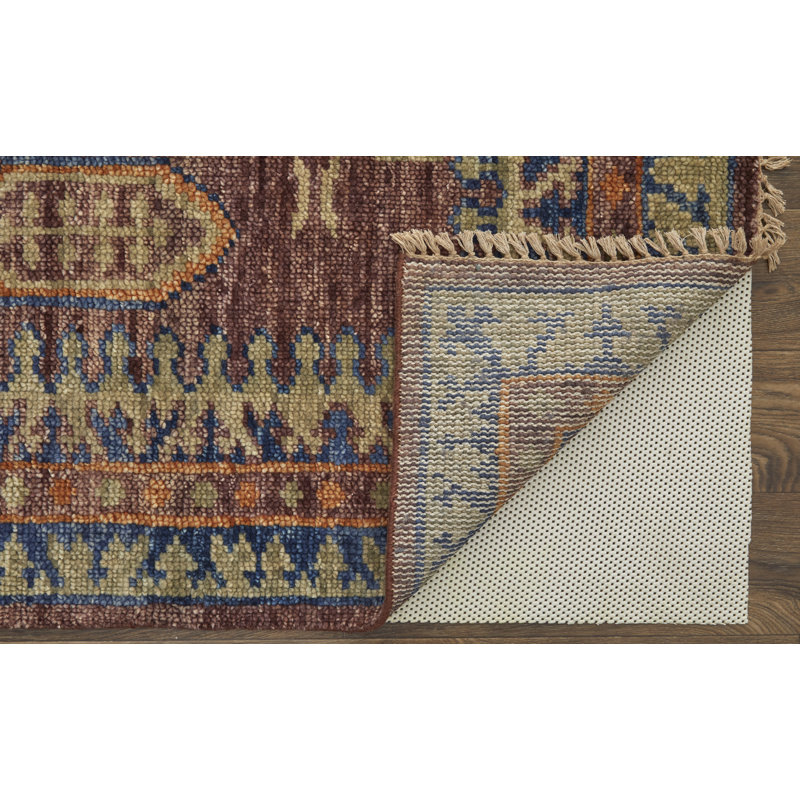 Naleia Wool Geometric Area Rug in Red, Rectangle 2' x 3'