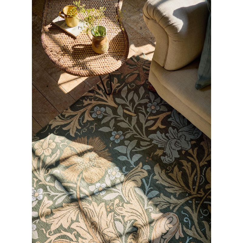 Floral Area Rug in Gold, Rectangle 6'7" x 9'2"