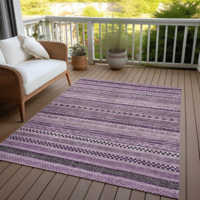 Luthyra Purple Washable Indoor-Outdoor Rug - LOOMLAN